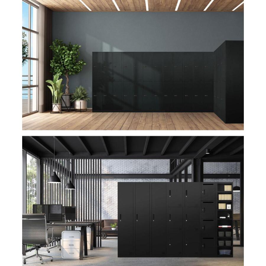 LOOKIT ロッカー 15人用 3列5段 シリンダー錠 鍵付き 下駄箱