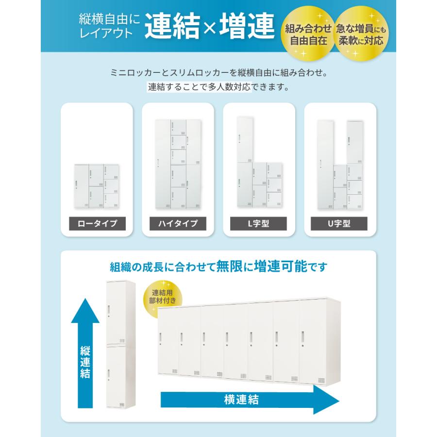 ロッカー 2人用 高さ900mm シリンダー錠 増連 パーソナルロッカー スチールロッカー 個人ロッカー 書庫 収納 鍵付き 連結 オフィス シンプル コンパクト FAC-M2 | LOOKIT | 07