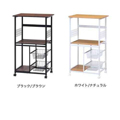 レンジ台 キャスター付き 幅600×奥行460×高さ1035mm レンジワゴン キッチンワゴン レンジボード 収納家具 台所収納 シンプル おしゃれ FBC-9812の画像