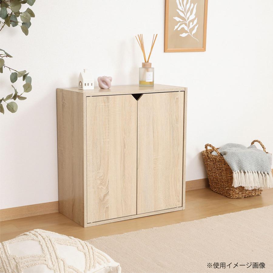 連結できる収納ボックス 扉付 幅600×奥行290×高さ646mm オーク オークホワイト 木目調 収納ボックス 収納棚 扉付き収納 ブックシェルフ ナチュラル FBC611 | 不二貿易 | 01