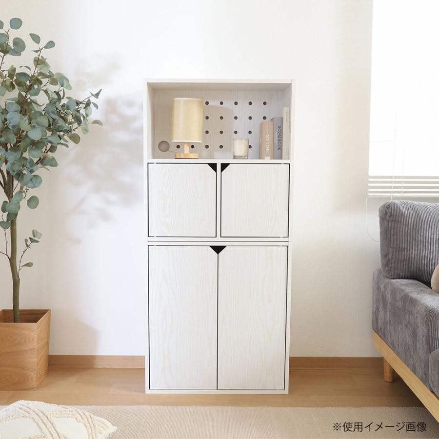 連結できる収納ボックス 扉付 幅600×奥行290×高さ646mm オーク オークホワイト 木目調 収納ボックス 収納棚 扉付き収納 ブックシェルフ ナチュラル FBC611 | 不二貿易 | 02