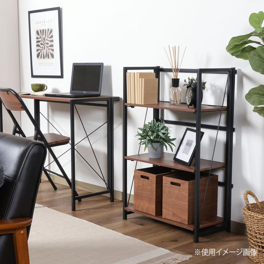 折りたたみシェルフ アロン3段 幅610×奥行310×高さ930mm ブラウン ナチュラル 大理石 収納棚 収納ラック オープンラック キャビネット 省スペース FBC984-B_1