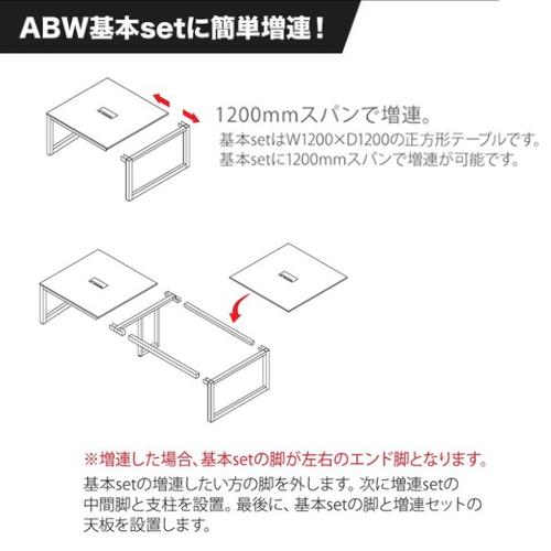 法人限定 会議用テーブル 基本セット 幅1200×奥行1200mm 会議テーブル フリーアドレスデスク ミーティングテーブル ワークテーブル おしゃれ 木製 ABW-1212_4