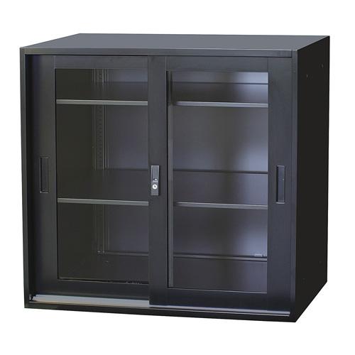  引き違い書庫 アクリル 書庫 引戸書庫 3段 幅880×奥行400×高さ880mm ホワイト スチール製 鍵付 ファイル収納 書類収納 【ルミナス】 キャビネット KDS-33AC