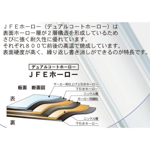 ホワイトボード JFEホーロー 無地 片面 脚付き 大型 MH48TN｜lookit｜02