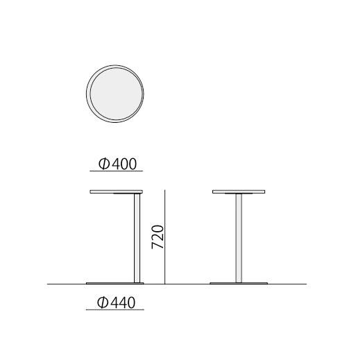 サイドテーブル ラウンジ 丸型 直径400×高さ720mm  抗ウイルス加工 抗菌加工 ラウンジテーブル ロビーテーブル 机 オフィス 事務所 ロビー 日本製 ASO-ST400B｜lookit｜03