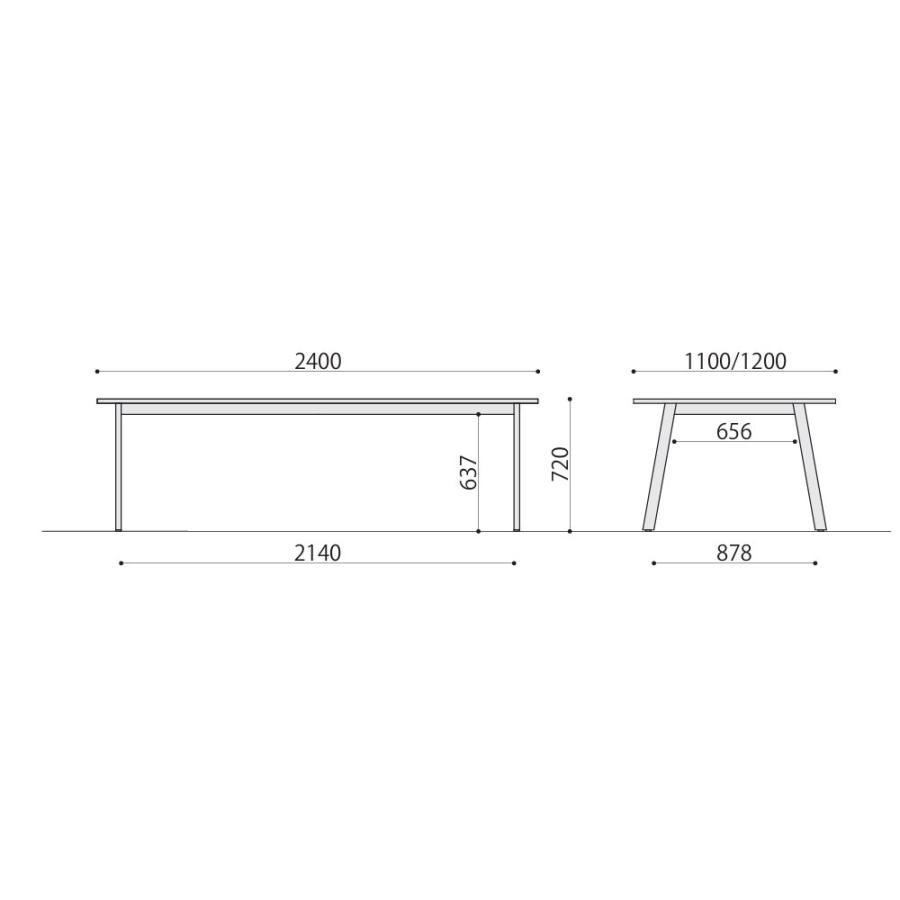 法人限定  ワークテーブル 幅2400×奥行1100×高さ720mm 抗ウイルス加工 抗菌加工 角型天板テーブル 長方形テーブル 会議テーブル オフィス 日本製 ASO-W2411の画像