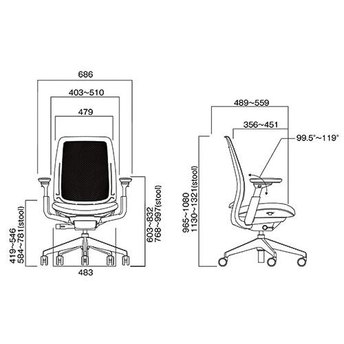 Series2 Steelcase ブラックフレーム 3Dニット/エアバック オフィスチェア デスクチェア オフィス 会社 高機能 ハイバック おしゃれ ブラック 肘付 436AIR3DBA_3