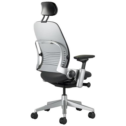 リープ Steelcase APモデル ヘッドレスト付き オフィスチェア デスクチェア オフィス 会社 高機能 ハイバック おしゃれ ブラック 黒 シルバー 肘付き LEAP-21110の画像