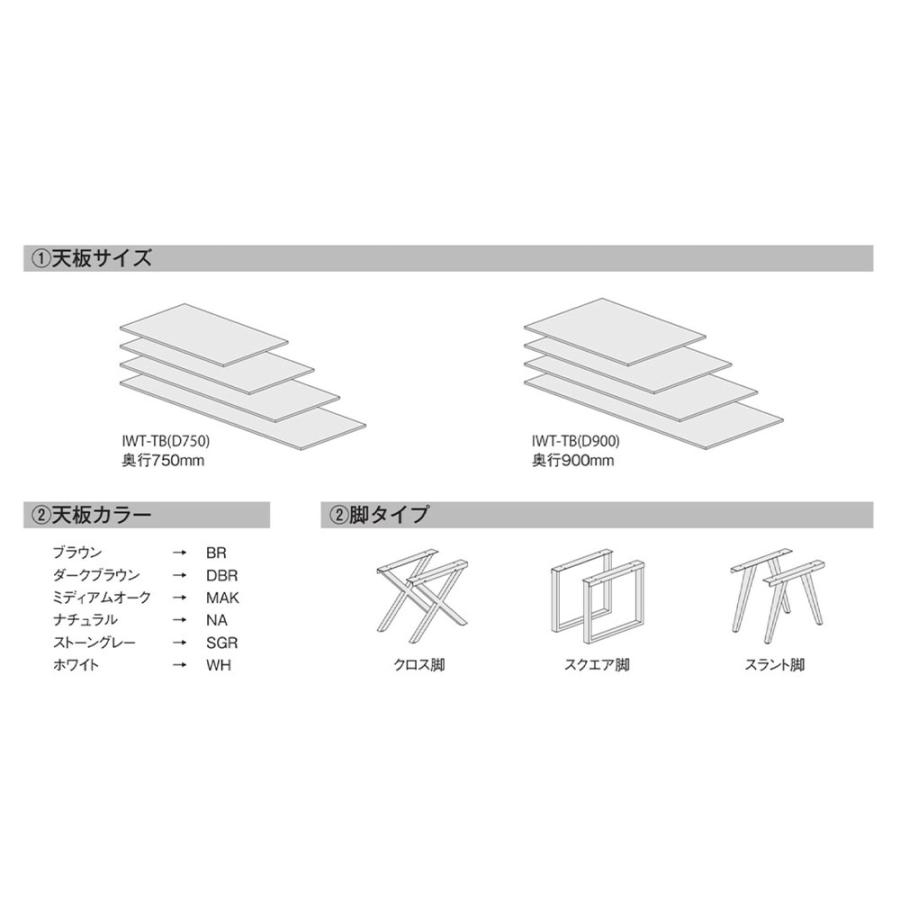 法人限定  IWTセミオーダーワークテーブル 幅1500×奥行900mm 角型天板テーブル 長方形テーブル 会議テーブル 木製テーブル 固定脚 オフィス 国産 IWT-1590の画像