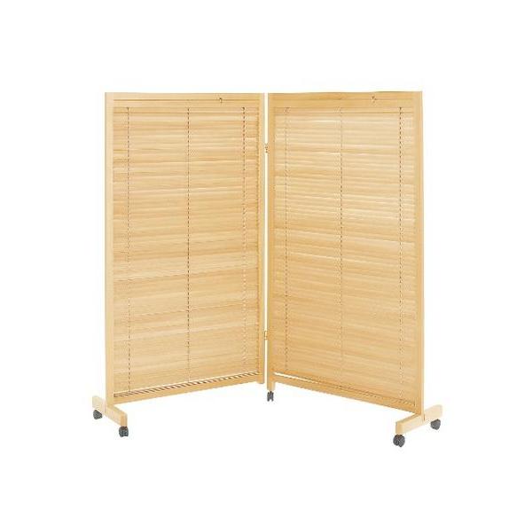 弘益 法人送料無料 パーテーション 和風 木製 二つ折り キャスター付き