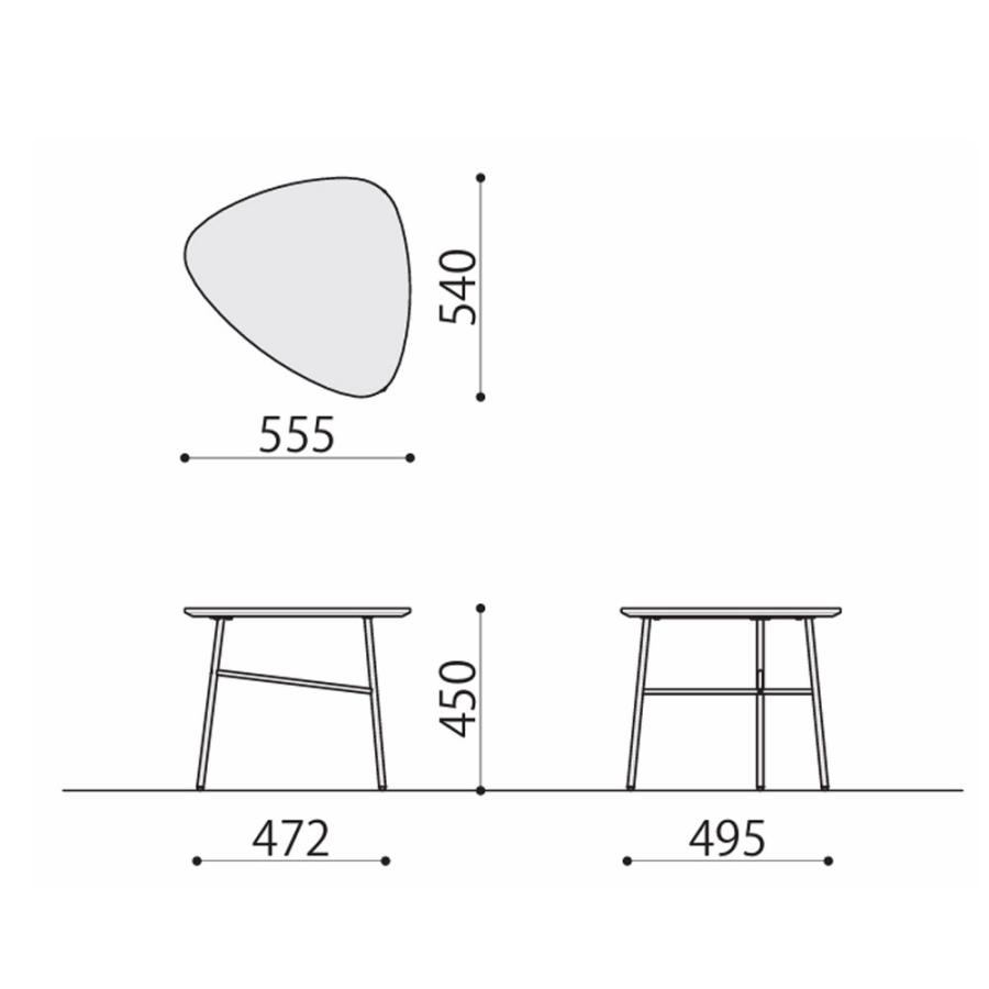 法人限定 ラウンジテーブル 三角型 幅555×奥行540×高さ450mm メラミン天板 支柱スチール ミーティングテーブル ロビー ミーティング 休憩スペース LT-TA_2