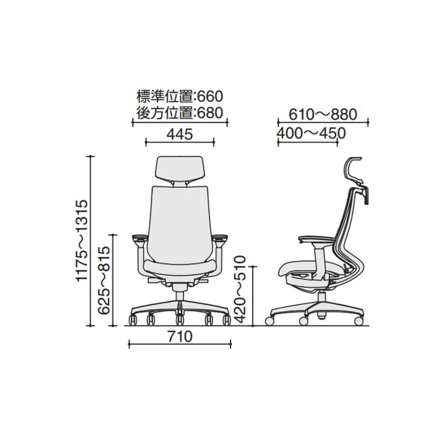 オフィスチェア コクヨ デュオラ2 ヘッドレスト付 メッシュタイプ 本体ホワイト アルミ脚 可動肘 ナイロンキャスター ランバーサポート付 日本製 C08-P332MW-W1の画像