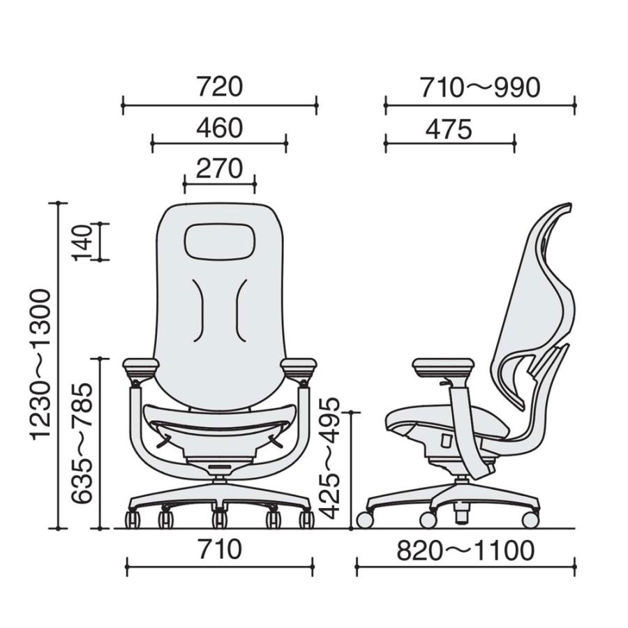 オフィスチェア コクヨ イングクラウド ヘッドレスト付 ナイロンキャスター 可動肘 背メッシュ 作業チェア 会議チェア 事務チェア 会社 会議室 日本製 C12-33Wの画像