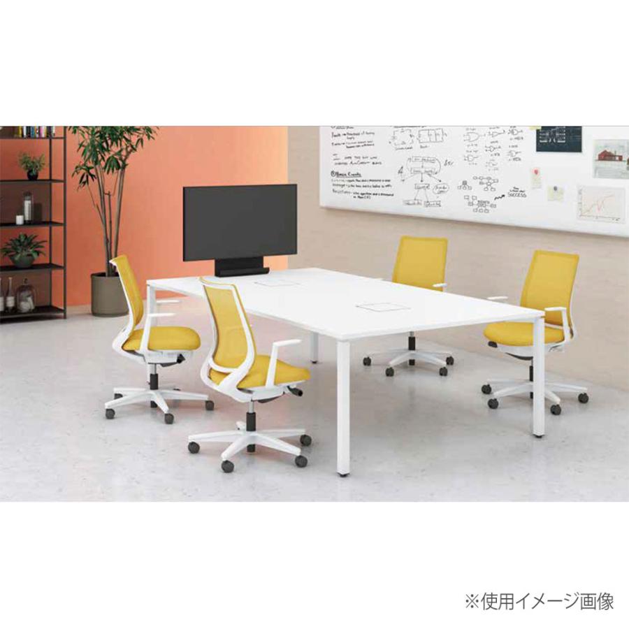 オフィステーブル コクヨ ワークフィット 幅1200×奥行1200×高さ720mm 円形 配線ボックス付 アジャスター脚 木製天板 スチール脚 木製 会社 日本製 SD-WFTBA12の画像