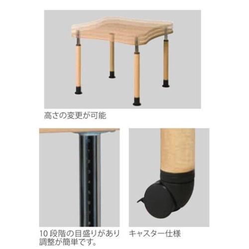 法人送料無料 昇降テーブル 幅1010×奥行910mm キャスター付き ナチュラル 抗ウイルス加工 抗菌加工 高さ調節 作業テーブル 介助テーブル 施設 VWLT-W1010_2