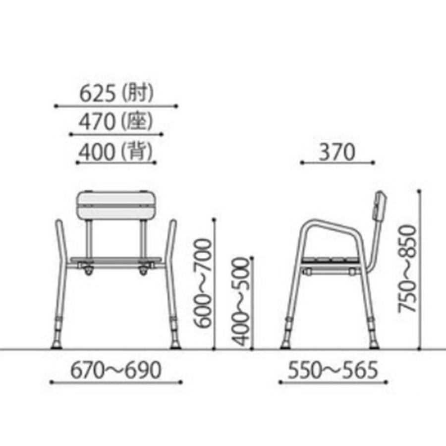 【廃盤】シャワーチェア WE-SC1 介護 風呂 椅子 手すり 2個セット soldout 法人送料無料 シャワーチェア 幅690×奥行565×高さ850mm 風呂