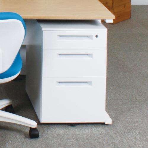 弘益 法人限定 インワゴン 3段 鍵付き ホワイト 白 デスクワゴン