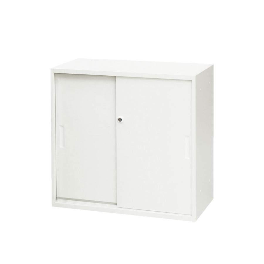 法人送料無料  スチール書庫 引違い戸タイプ 高さ750mm 幅800×奥行400mm  A4書庫 ブラック ホワイト オフィス収納 収納棚 本棚 オフィス シンプル WS-A75Hの画像