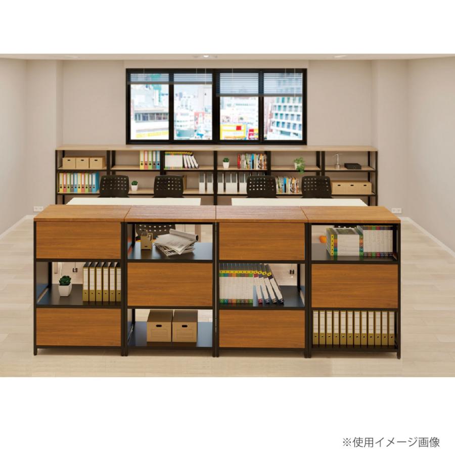 法人送料無料  オープン書庫 パネル付 幅800×奥行400×高さ1050mm スチールフレーム ブラック ホワイト オープンラック 収納ラック 会社 おしゃれ WS-OA105の画像