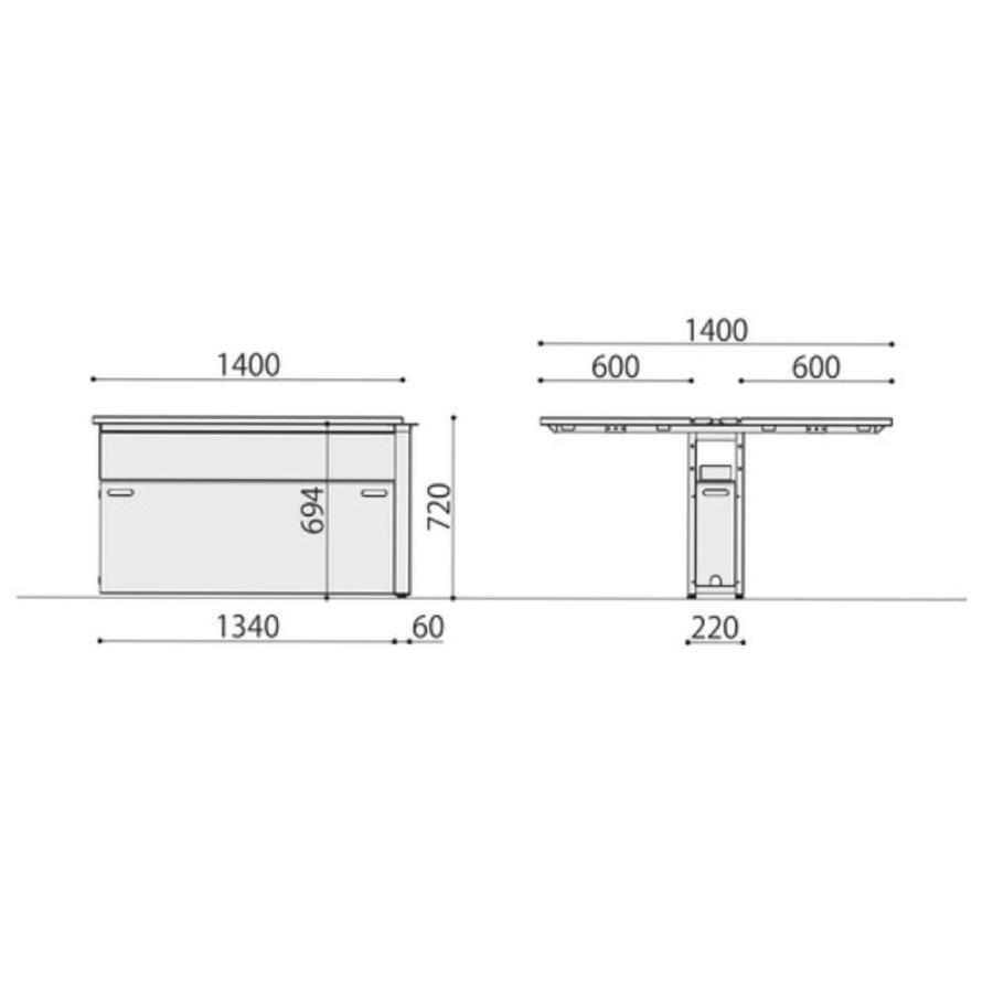 法人限定 ワークデスク パネル脚 増連用 幅1400×奥行1400×高さ720mm ブラックフレーム ホワイトフレーム フリーアドレスデスク オフィス WS-WP1414-LK_3