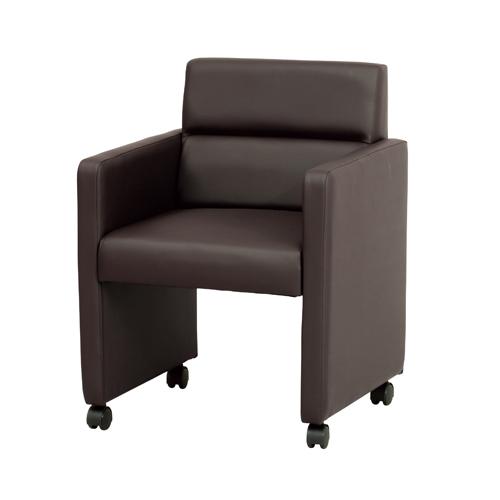 送料無料【新品】革張り　キャスター付きチェア 弘益 法人限定 キャスターチェア 合成皮革 応接チェア 会議チェア