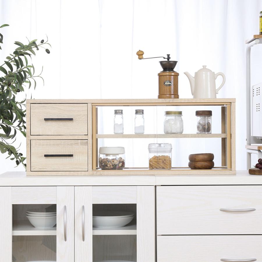 木製ラック キッチン収納棚 不二貿易（Fuji Boeki） 収納ラック木製 2段 カウンター収納 キッチン