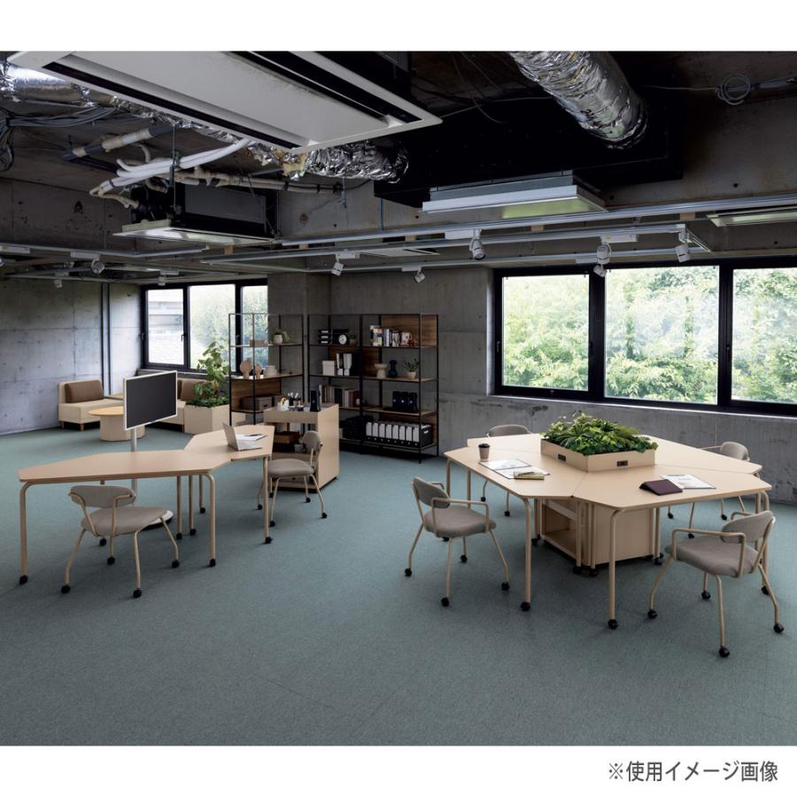 法人限定 ミネラ テーブル 六角形 ライオン事務器 幅1430×奥行700×高さ720mm ナイロンキャスター スチール脚 ワークテーブル 作業テーブル 会社 MNR-HE147_1