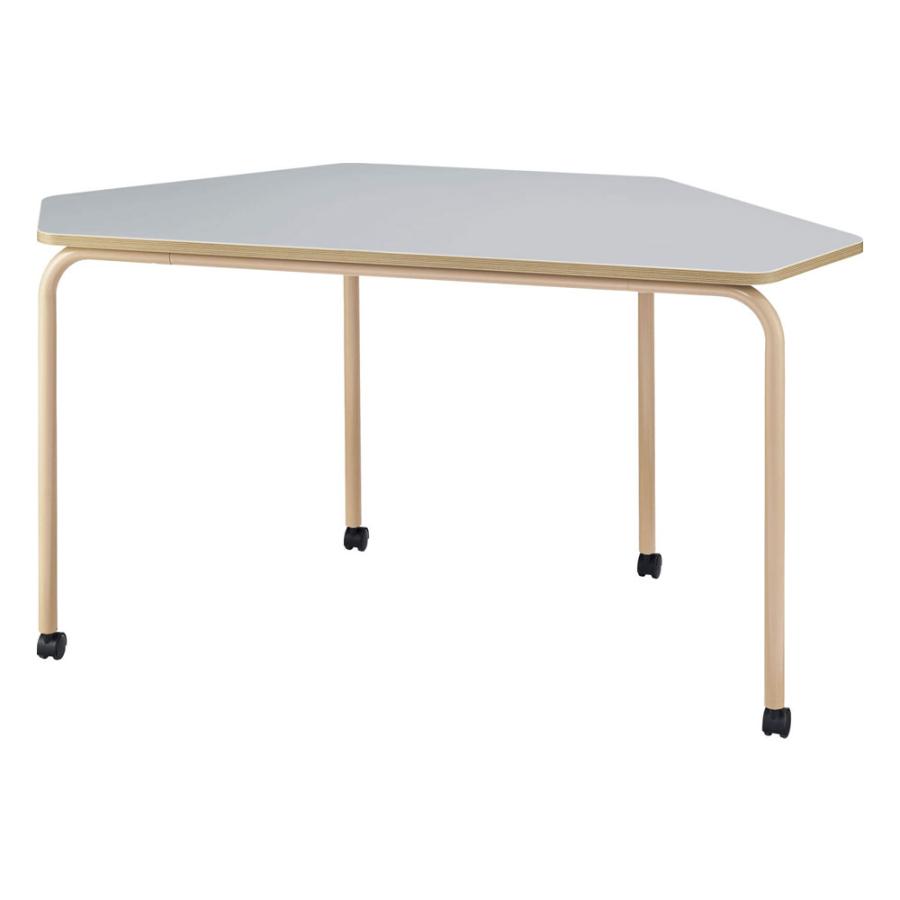 法人限定 ミネラ テーブル 六角形 ライオン事務器 幅1430×奥行700×高さ720mm ナイロンキャスター スチール脚 ワークテーブル 作業テーブル 会社 MNR-HE147_4