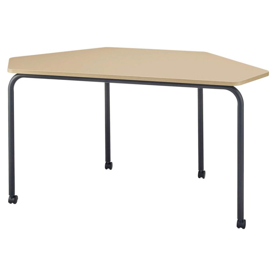 法人限定 ミネラ テーブル 六角形 ライオン事務器 幅1430×奥行700×高さ720mm ナイロンキャスター スチール脚 ワークテーブル 作業テーブル 会社 MNR-HE147_5