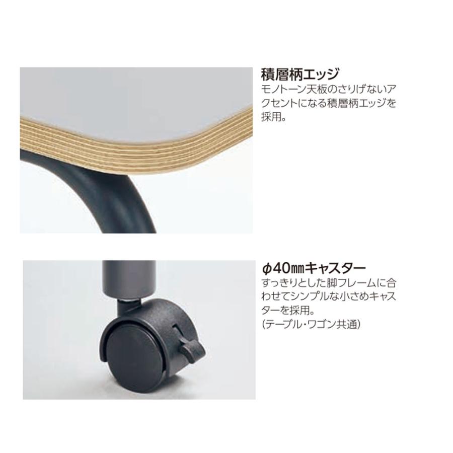 法人限定 ミネラ テーブル 六角形 ライオン事務器 幅1430×奥行700×高さ720mm ナイロンキャスター スチール脚 ワークテーブル 作業テーブル 会社 MNR-HE147_6