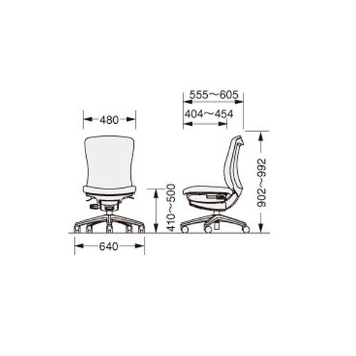 法人限定 ライオン事務器 LION バーサル versal オフィスチェアー No.3515S-K ビニールレザー張 ブラックシェル ブラック脚 アームレスチェア 会社 No3515S-Kの画像