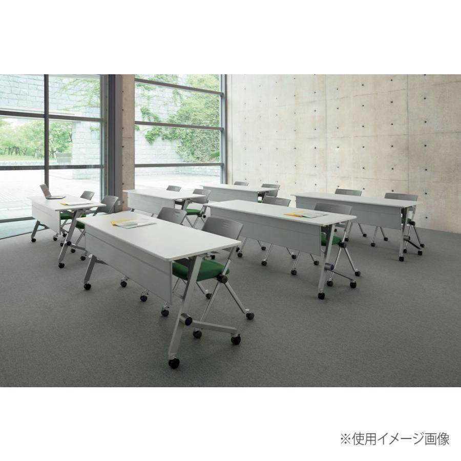 法人限定 デリカフラップテーブル ライオン事務器 クルーク 幕板付 幅1500×奥行450×高さ720mm キャスター脚 ストッパー付 棚付 会議テーブル QL-1545PR_1