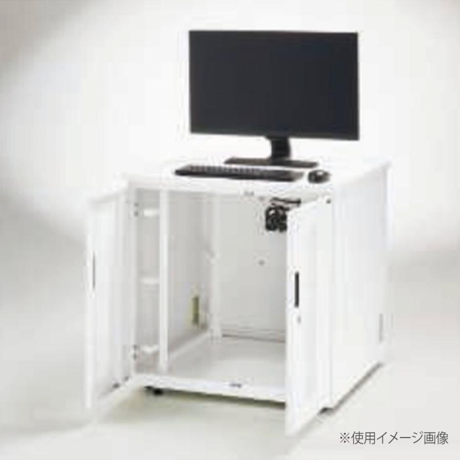 法人限定  サーバーラック 両開扉型 ライオン事務器 幅720×奥行730×高さ720mm ホワイト OAデスク コンピュータ機器収納 什器 PC機器 白 業務用 YS-M777A-Wの画像