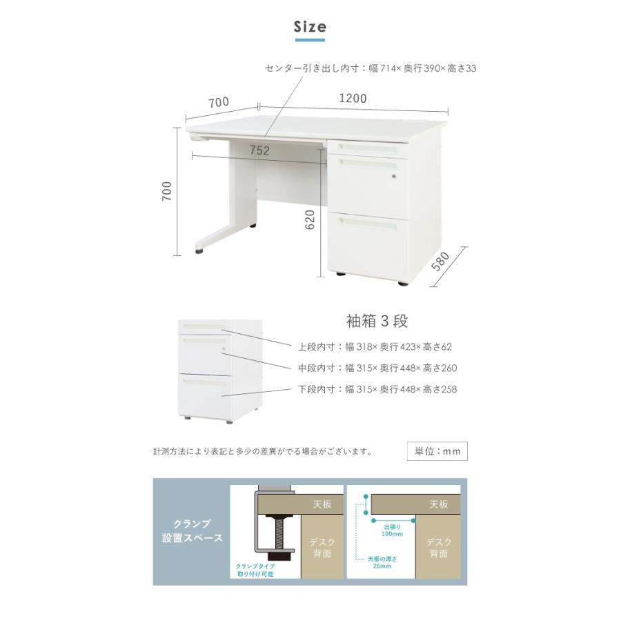 LOOKIT（ルキット） オフィスデスク 片袖机 幅1200×奥行700mm ワーク 