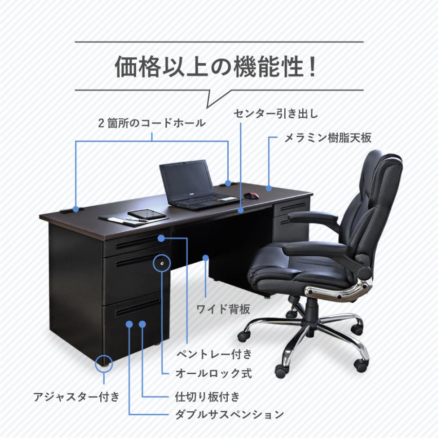 倉庫受取限定  オフィスデスク 両袖机 幅1600×奥行700mm 机 スチールデスク 事務机 事務用デスク 幅160cm ワークデスク 学習机 デスク ブラック LRD-167B-SOの画像