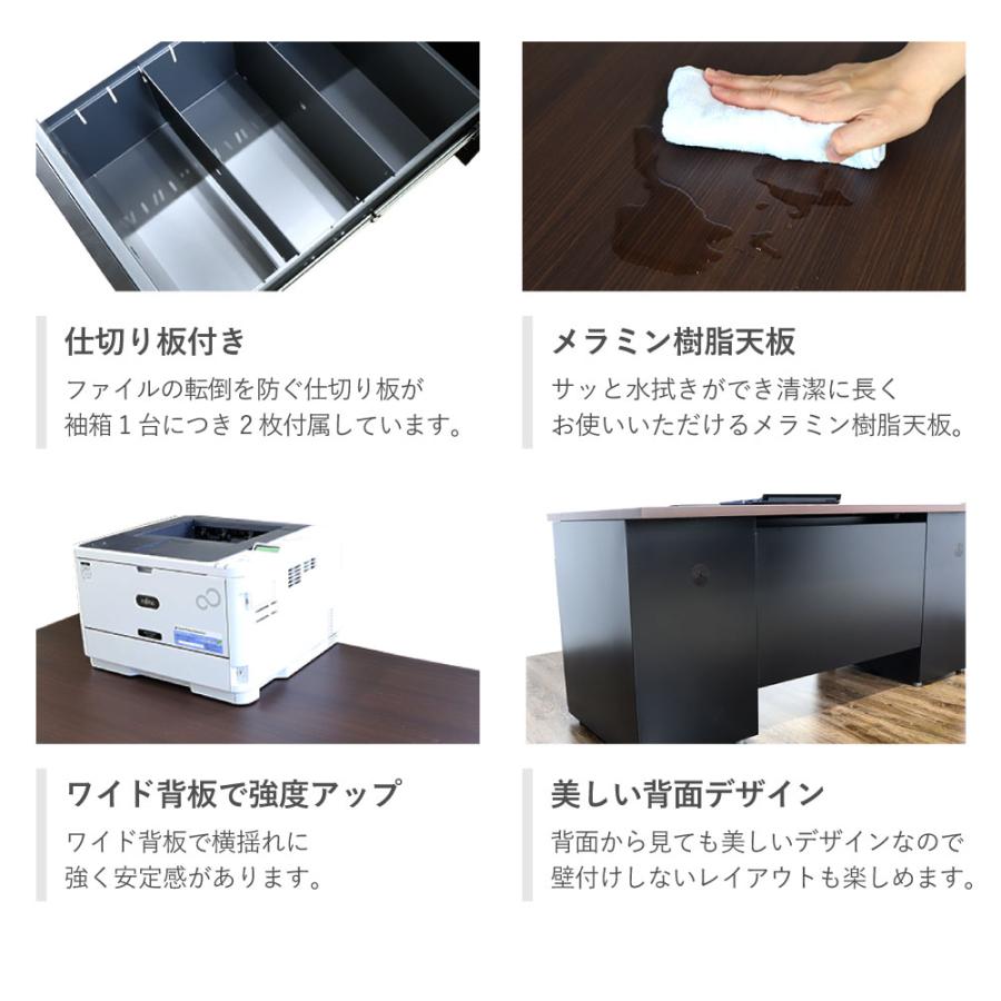 倉庫受取限定  オフィスデスク 両袖机 幅1600×奥行700mm 机 スチールデスク 事務机 事務用デスク 幅160cm ワークデスク 学習机 デスク ブラック LRD-167B-SOの画像