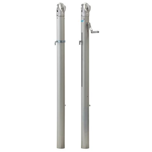 Soldout テニス 支柱 2本セット アルミ製 内蔵式 室内用 ネット巻付き 内臓ギア上下フック可動式 ワイヤーが傷みにくい ネットポール 安全配慮 体育館 S 0227 超人気