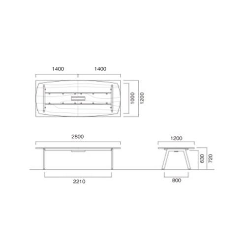 法人送料無料  会議用テーブル 幅2800×奥行1200mm ワイヤリングBOXなし オーバル型テーブル ミーティングテーブル テーブル オフィス家具 事務所 BL-2812Vの画像