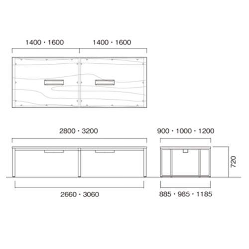 法人送料無料  会議用テーブル 幅2800×奥行1000×高さ720mm 角型 抗菌天板 ミーティングテーブル ワークテーブル 作業テーブル オフィス 日本製 BX-2810の画像