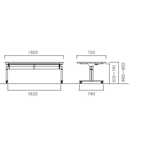 法人送料無料 ダイニングテーブルセット 6人用 幅1800mm 奥行750mm ソフトエッジ巻 介護テーブル 昇降テーブル 作業台 ダイニングチェア 介護施設 DINING-10_9