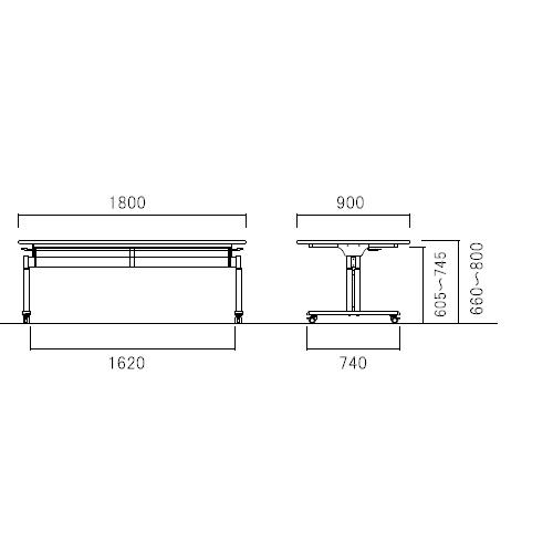 法人送料無料 ダイニングテーブルセット 6人用 幅1800mm 奥行900mm ソフトエッジ巻 介護テーブル 昇降テーブル 作業台 ダイニングチェア 介護施設 DINING-13_9