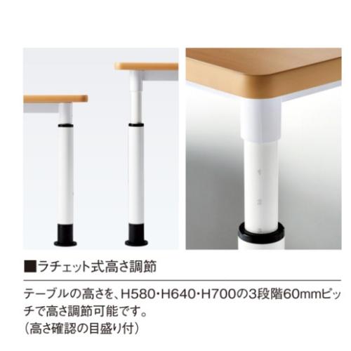 法人送料無料  会議用テーブル 角型タイプ 幅1500×奥行750mm 高さ調整テーブル ミーティングテーブル ワークテーブル 福祉テーブル 教育施設 EHL-1575K_2
