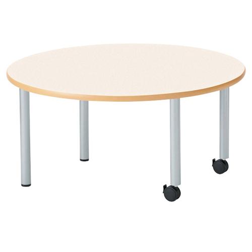 法人送料無料 学校用テーブル 丸型 直径1200×高さ700mm キャスター付き ソフトエッジ巻 児童用テーブル ワークテーブル 作業用テーブル 学校 病院 ER-1200RH_1