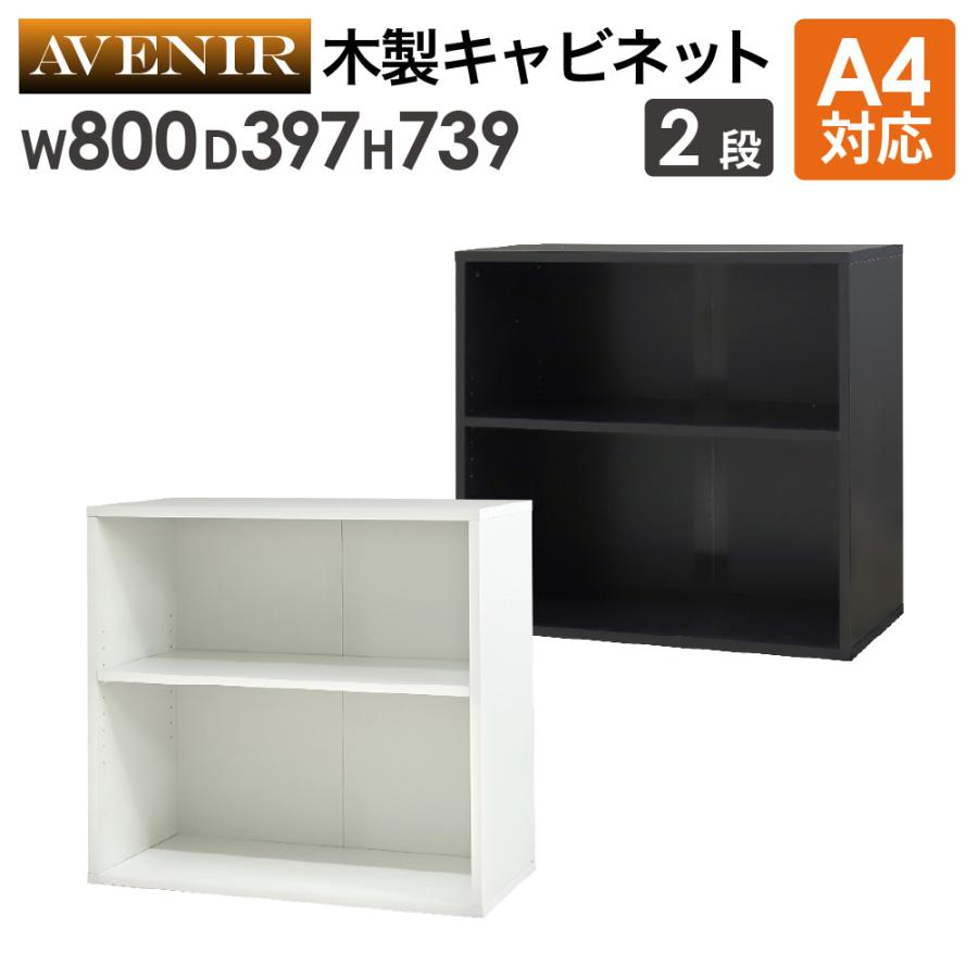 LOOKIT（ルキット） 木製キャビネット 2段 オープン 書庫 収納棚 本棚