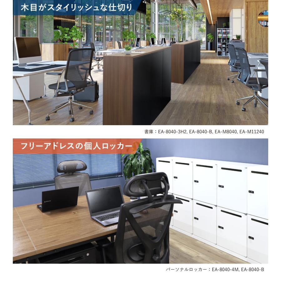 書庫 セット 両開き 2段 3段 鍵付き キャビネット オフィス 収納 スチール書庫 本棚 書棚 A4 ファイル ホワイト ブラック 連結 おしゃれ 業務用 EA-8040-2R3Rの画像