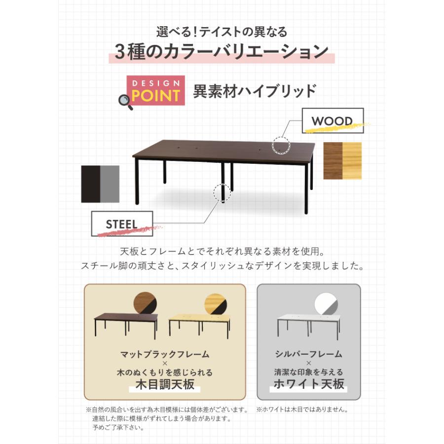 倉庫受取限定 フリーアドレスデスク セット 6人用 幅2400mm オフィスチェア レザー オフィスデスク ミーティングテーブル オフィス GFA-2412-BLAZE-mini6-SO_9