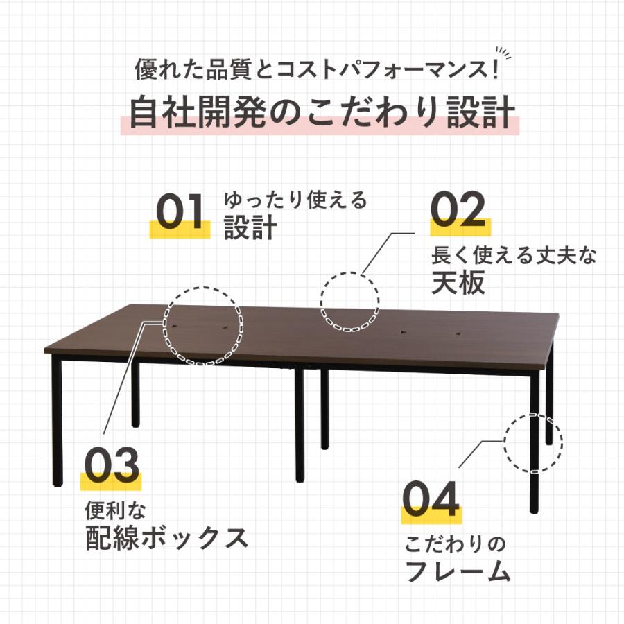 倉庫受取限定 フリーアドレスデスク ミーティングテーブル 配線ボックス付き 幅2400mm ワークテーブル オフィスデスク 会議 作業台 おしゃれ GFA-2412-SO_10