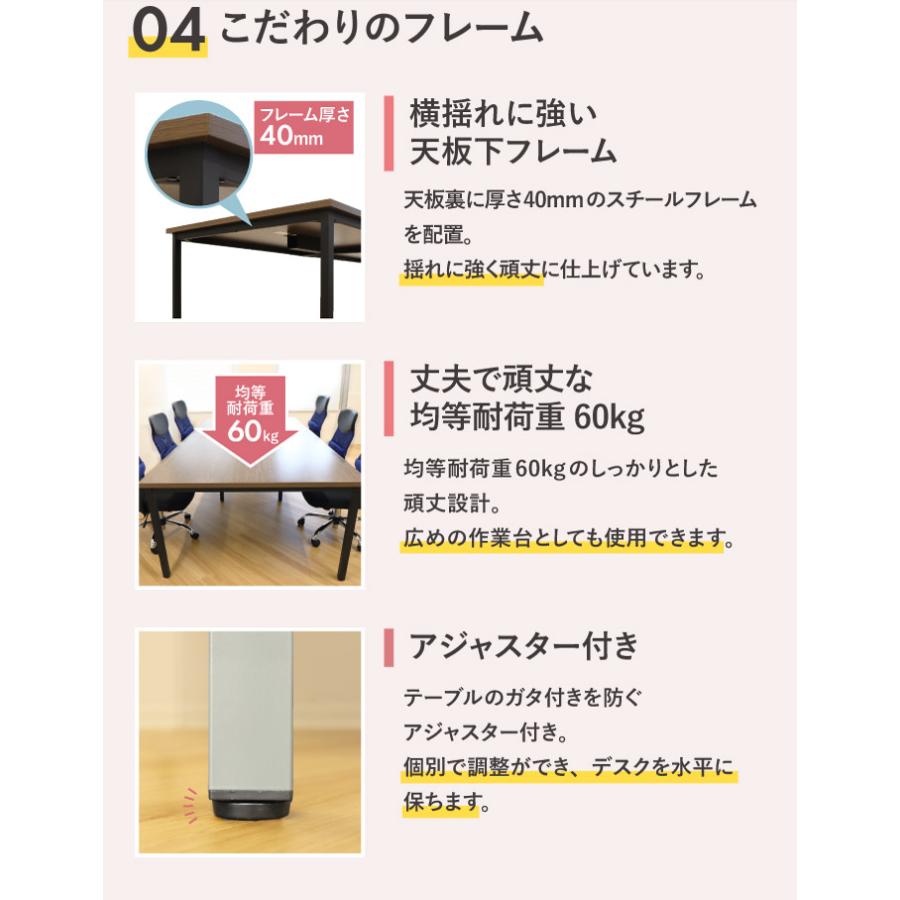 法人限定 フリーアドレスデスク セット 8人用 幅3600mm オフィスチェア レザー オフィスデスク ミーティングテーブル 椅子 オフィス GFA-3612-BLAZE-mini8_7