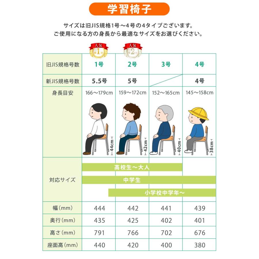 LOOKIT（ルキット） 学校椅子 2脚 セット 旧JIS規格 完成品 学習椅子